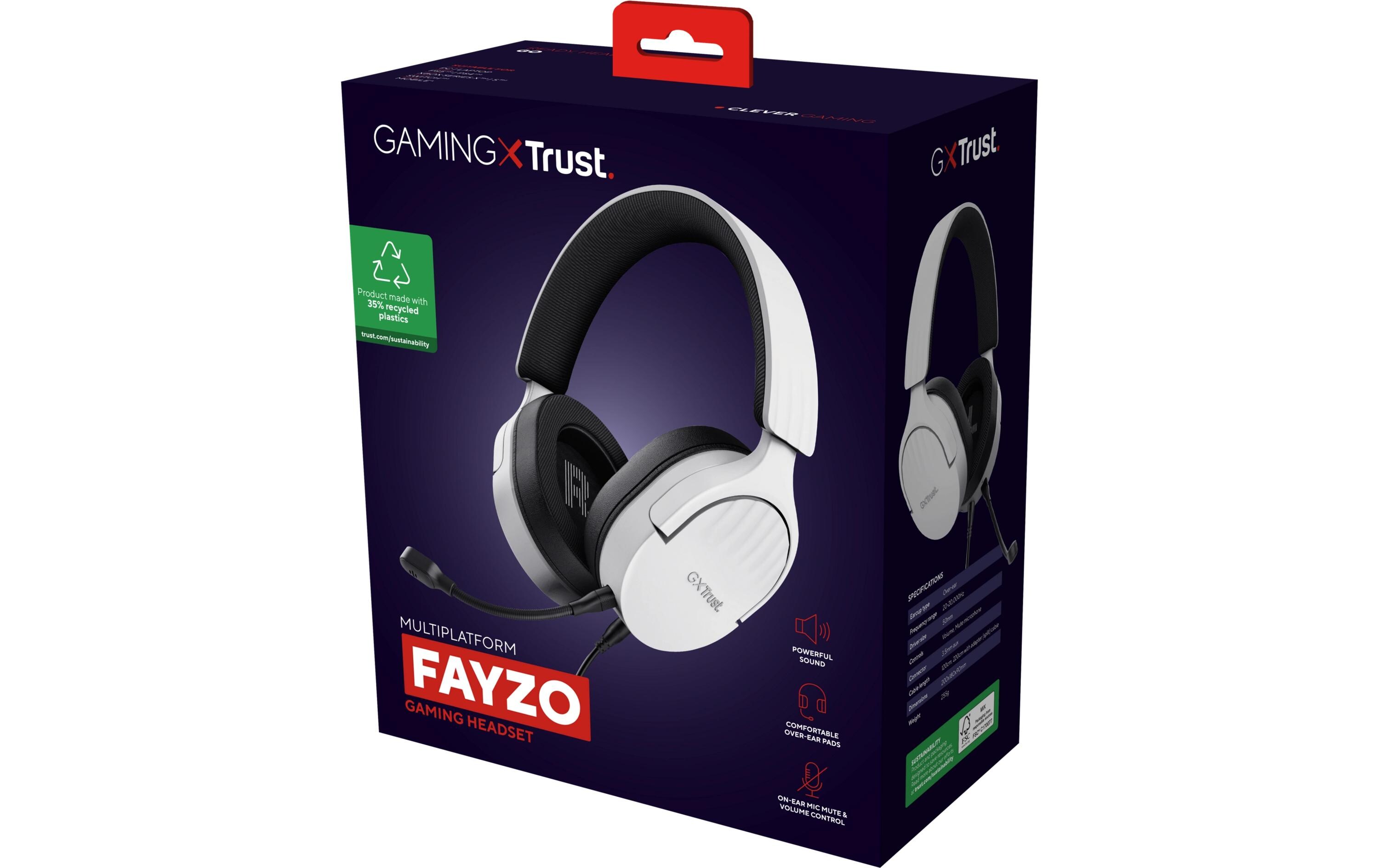 Headset GXT 489W FAYZO Schwarz/WeissLeistungsstarkes, ohrumschliessendes Gaming-Headset, hergestellt für PC, Laptop und Konsolen