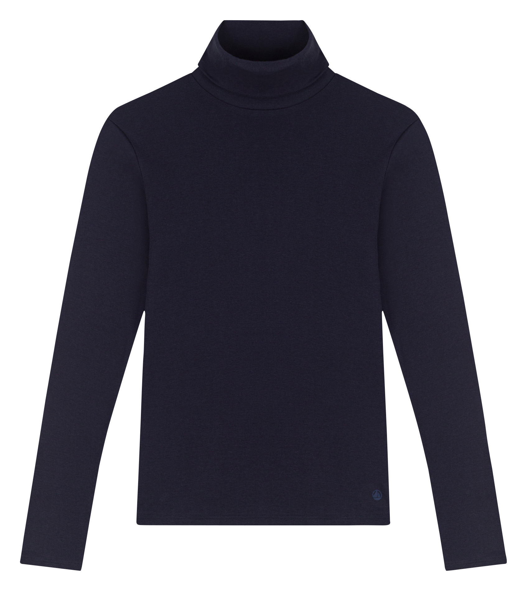 Tee-shirt col roulé en coton| Bleu