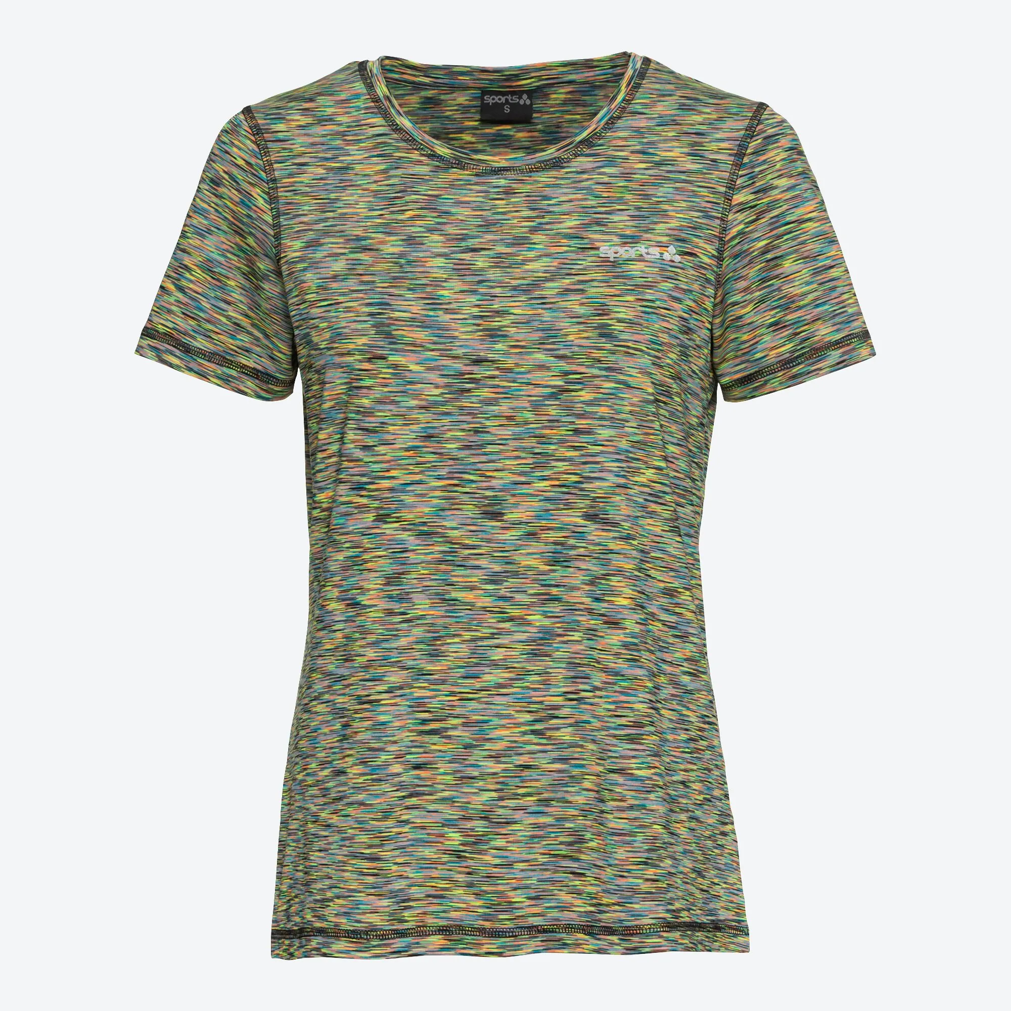 Damen-Fitness-T-Shirt in Space-Dye-Optik