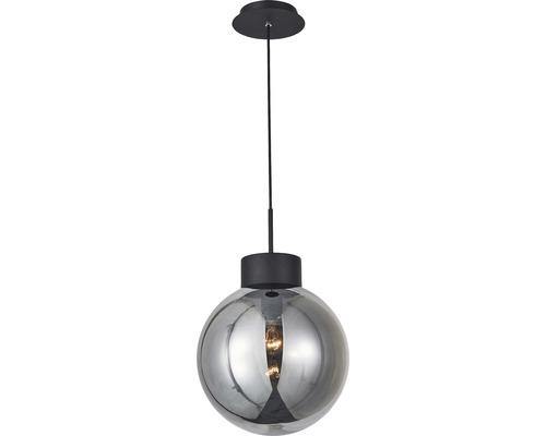 Hanglamp, 1-lichts, HxØ 120x30 cm, zwart/gerookt glas