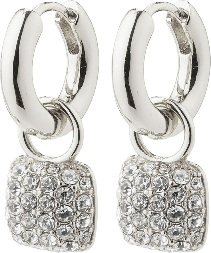 Pilgrim CINDY recycled crystal hoop earrings silver-plated Sølv