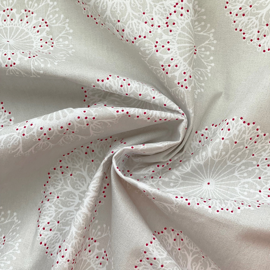 Tissu Coton Au Mètre Ex2463 Rosace Grège