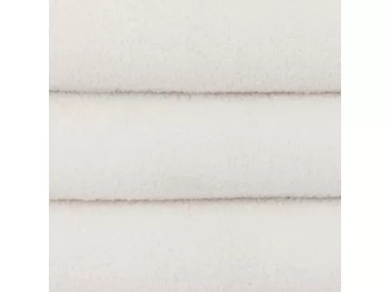 Pouf avec coffre en tissu à bouclettes Blanc 59 x 45 cm