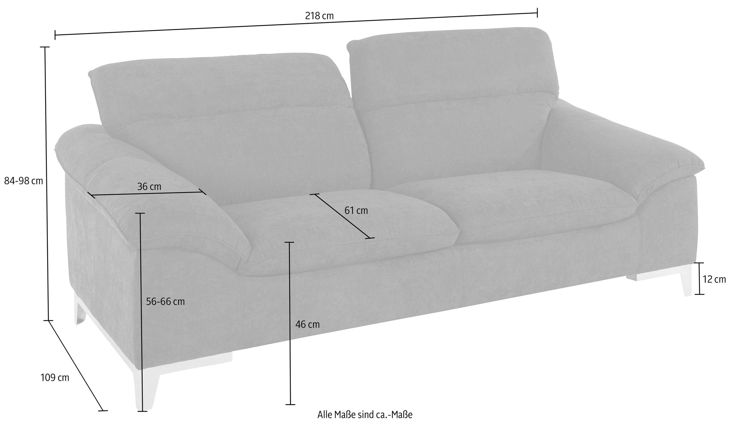 COTTA Polstergarnitur »Teresa« Set,  Set bestehend aus: 2-Sitzer mit Kopfteilverstellung & Hocker