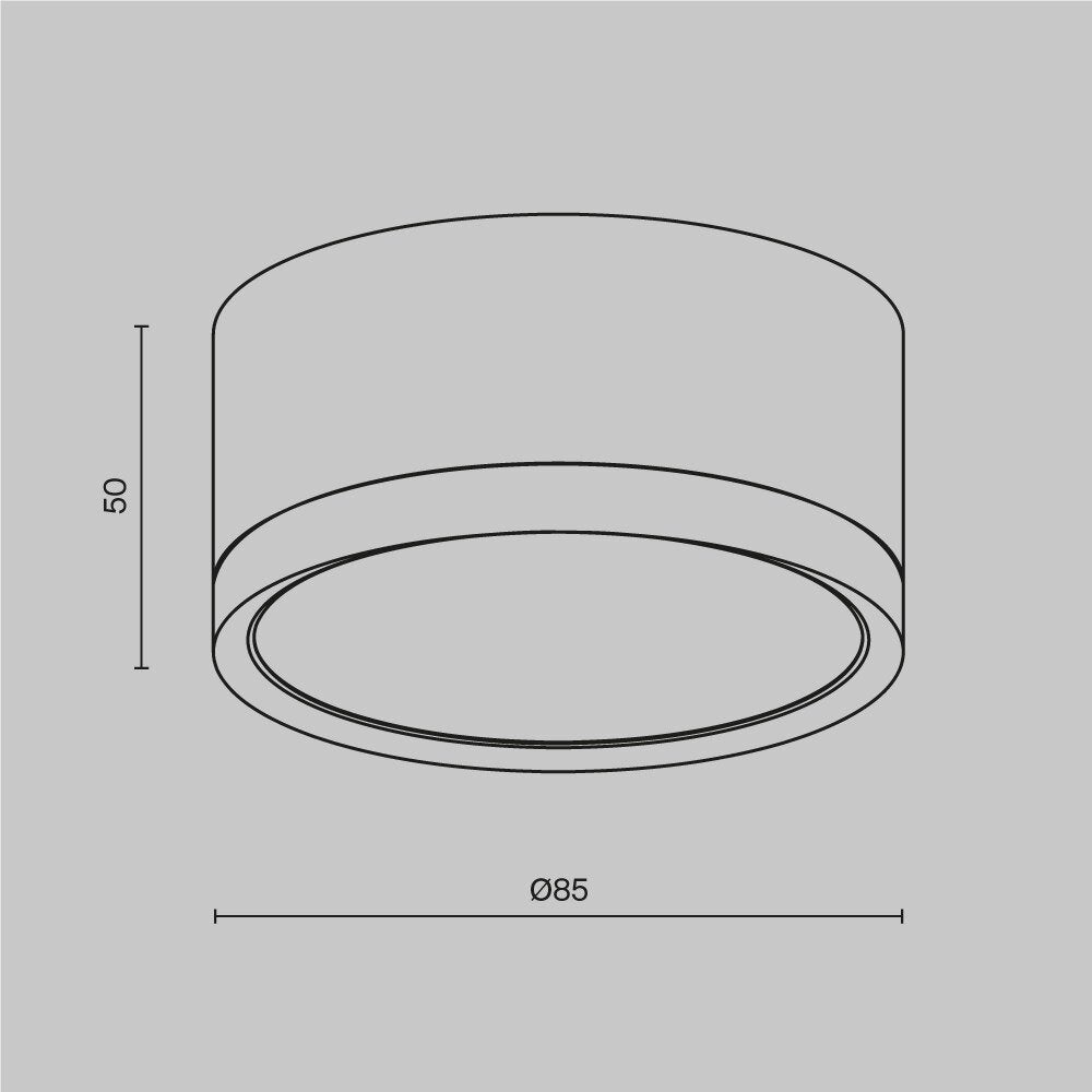Hoop plafondopbouwlamp in zwart GX53 50mm