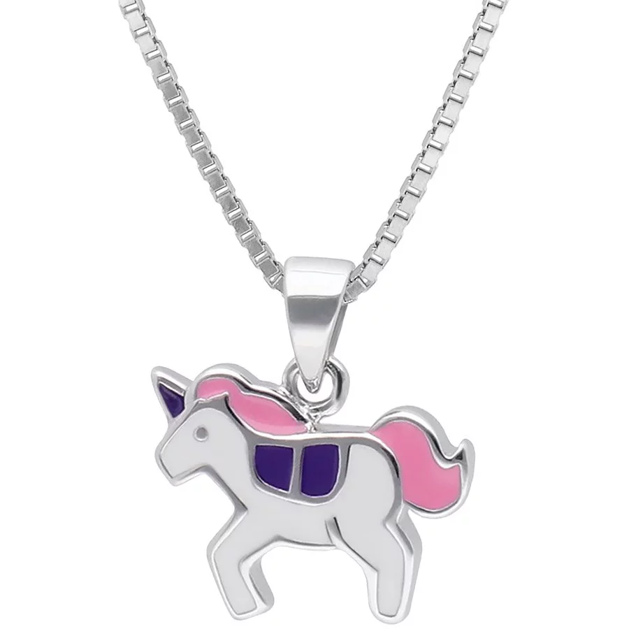 trendor Mädchen-Halskette Einhorn 925 Silber Collier silver