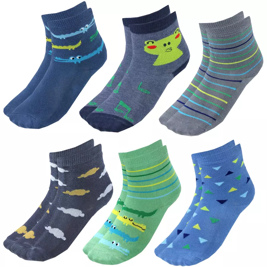TupTam Kinder Socken Mädchen Jungen Bunt Gemustert 6er Pack grünblau