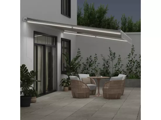 Auvent manuel rétractable avec LED anthracite blanc 500x300 cm
