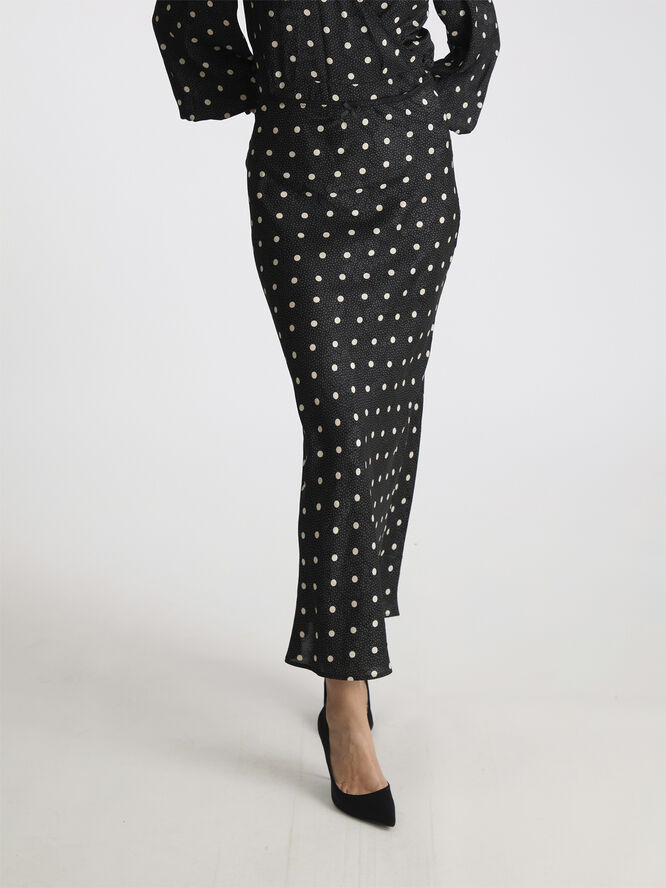 Neo Noir Lola Retro Dot Long Skirt Black