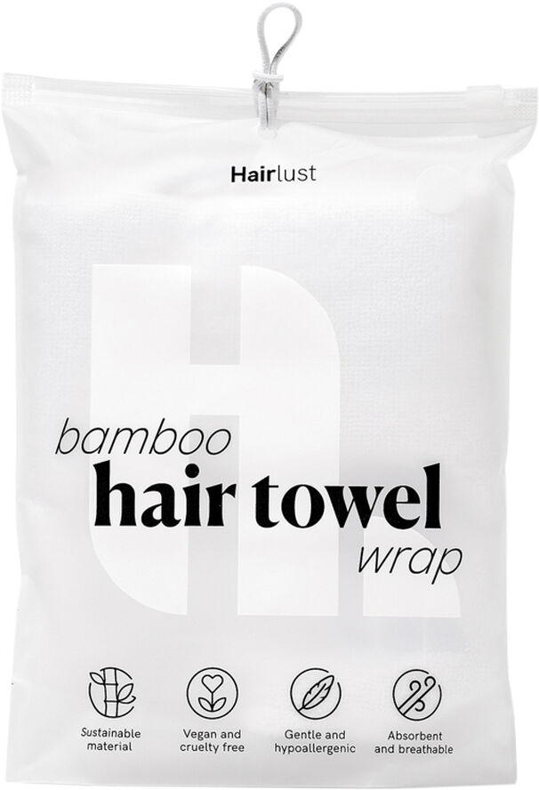Hairlust Bamboo Hair Towel Wrap, White Hvid
