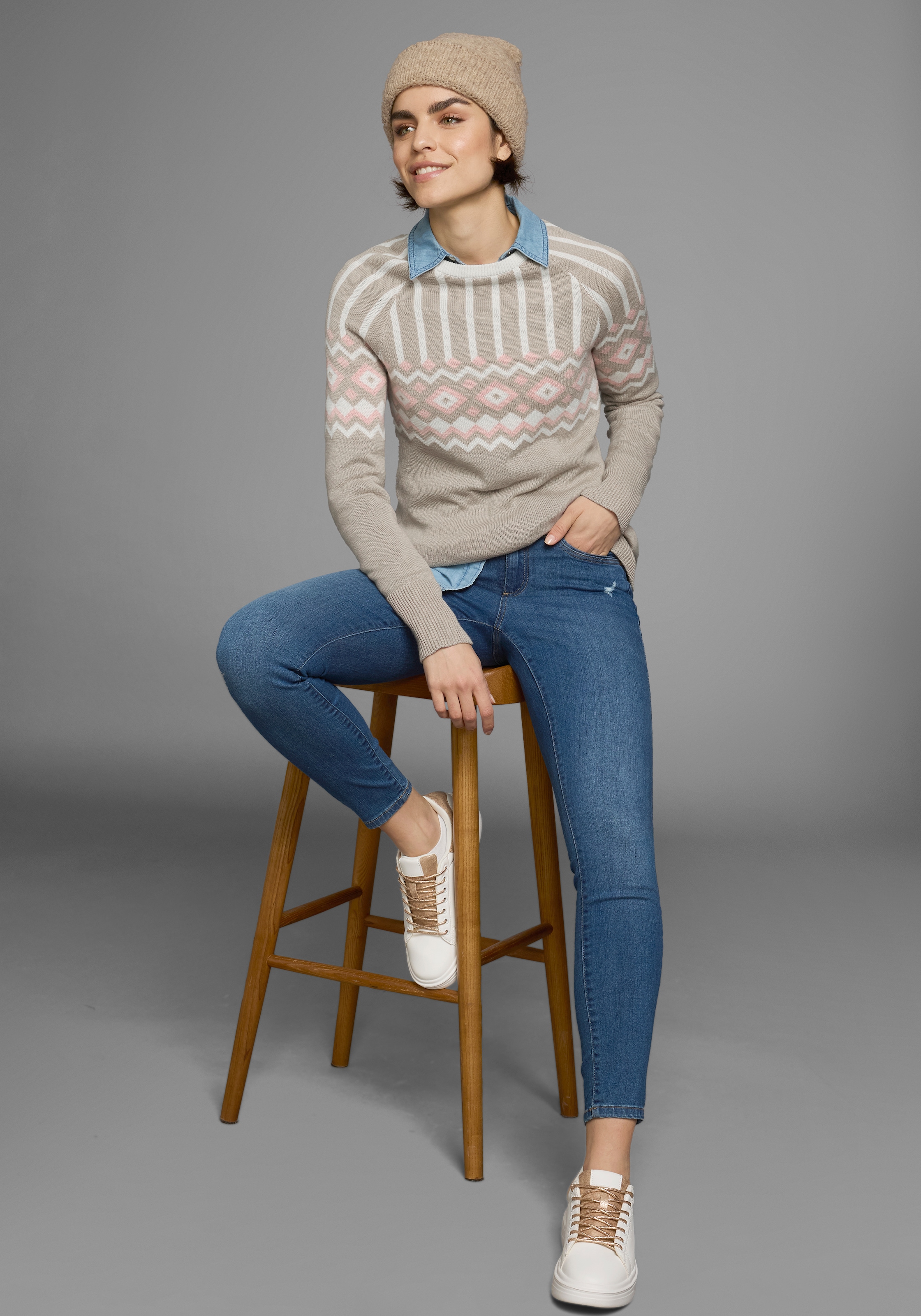 AJC Jacquardpullover , mit Norwegermuster in verschiedenen Farbvarianten