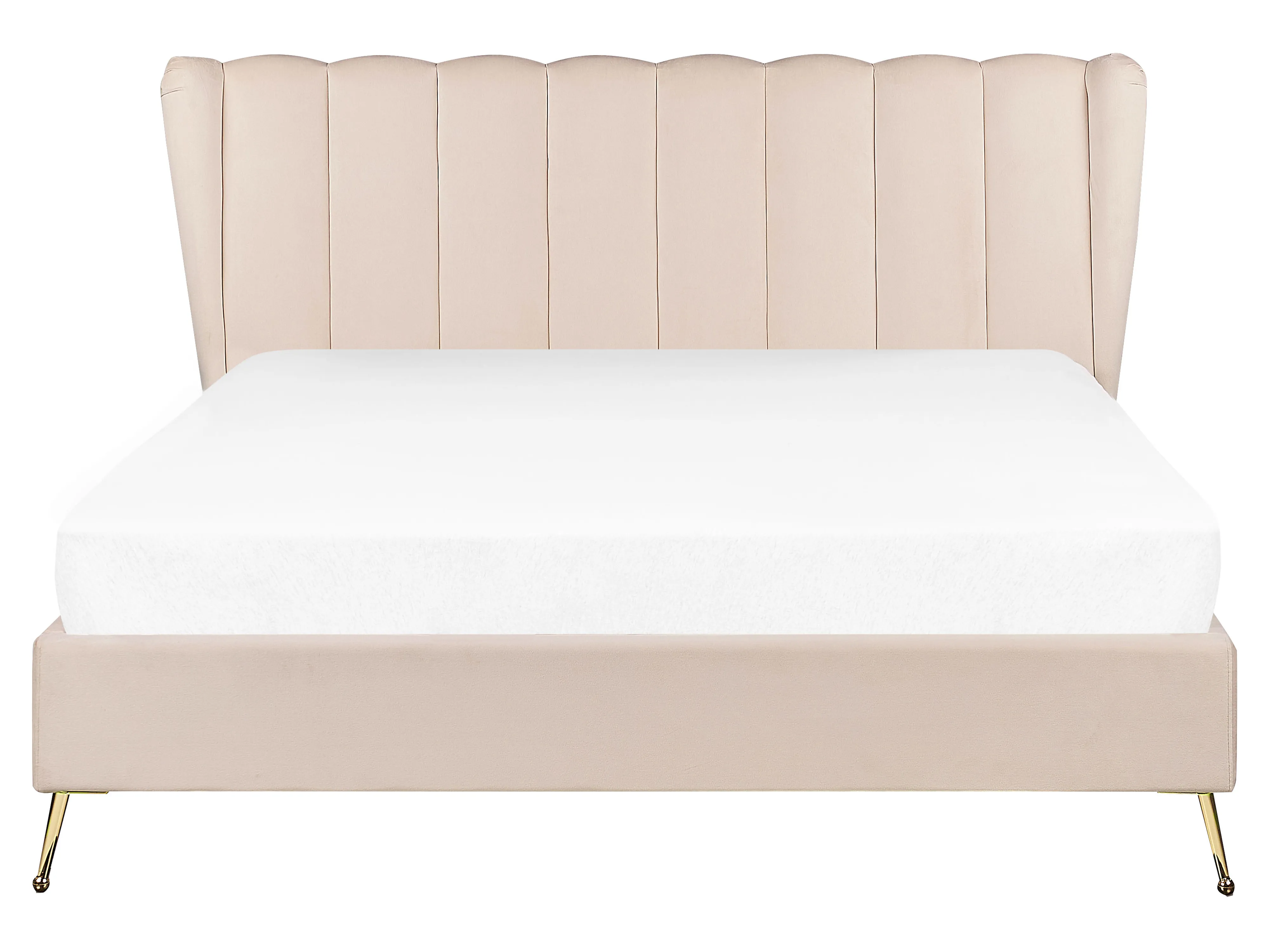 Bed Fluweel MIRIBEL 160 x 200 cm Beige