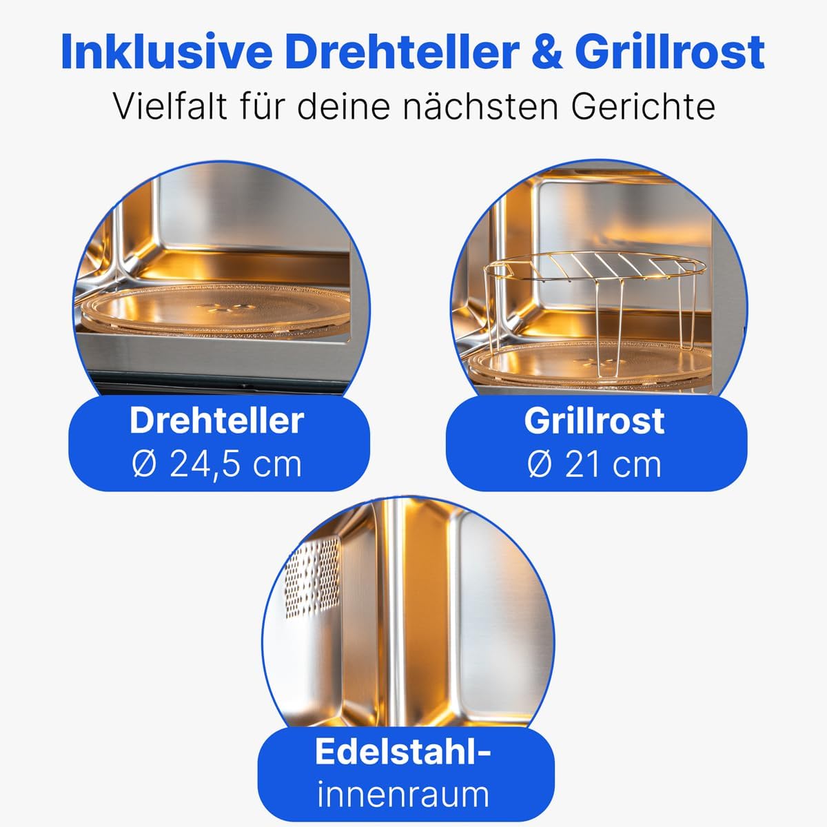 Bomann Einbaumikrowelle mit Grill | 60cm | 800W Mikrowelle | 1000W Grill | inkl. Grillrost und Drehteller | 20L Einbau Mikrowellengerät | MWG 2215 EB schwarz