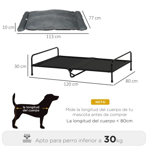Cama elevada para animais de estimação PawHut na cor cinza
