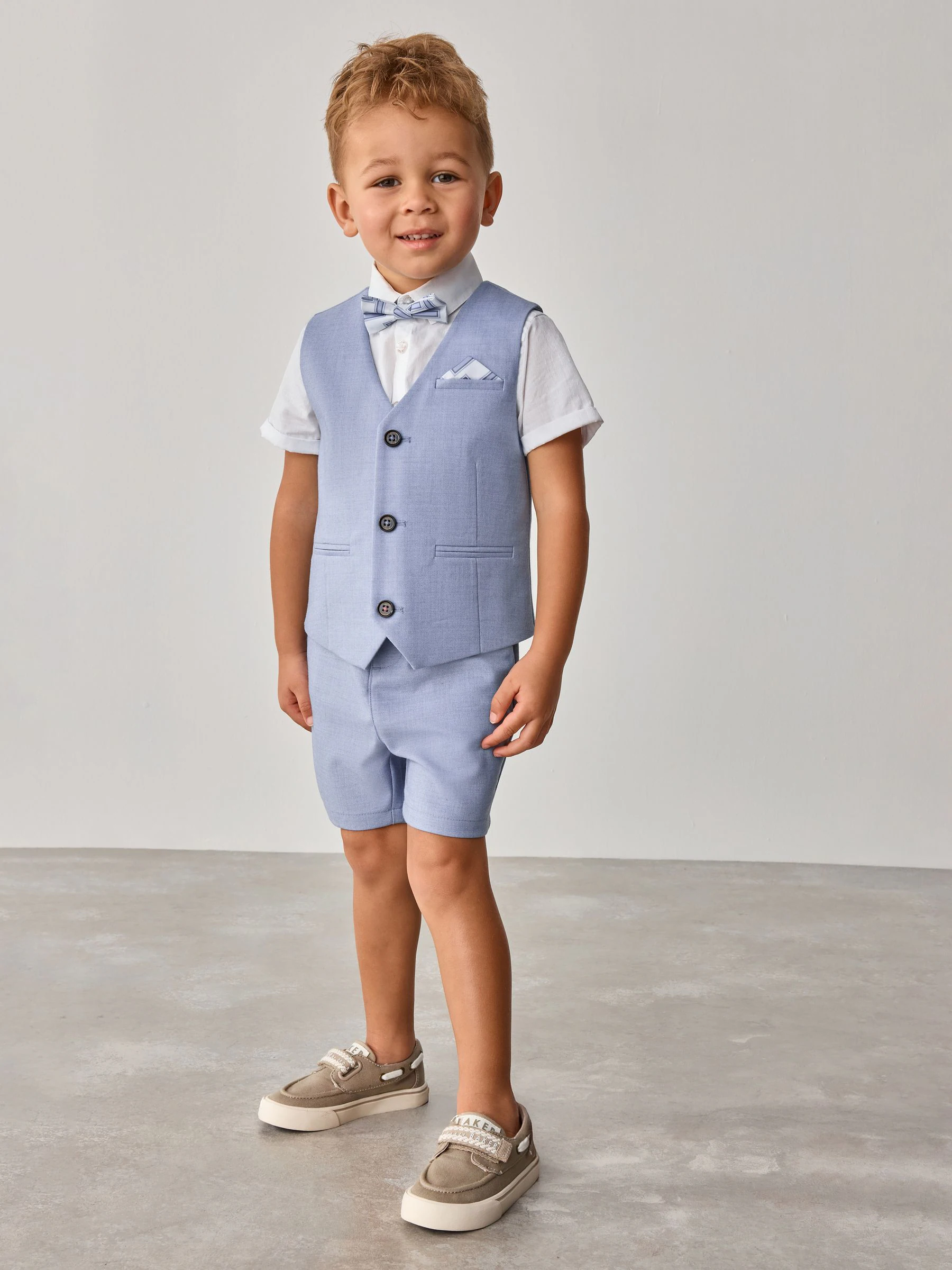 Baker by Ted Baker Mid Blue Shirt Waistcoat and Shorts Set