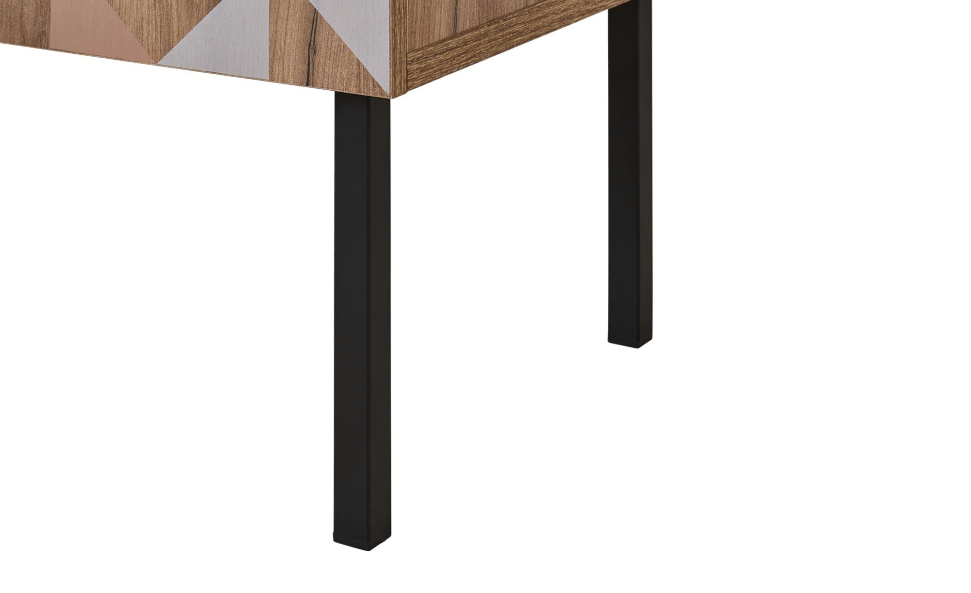 Spectral - Highboard mit 2 Türen mit Soft-Close, bedruckter Front, tobacco oak mit schwarz matt lackierten Metallkomponenten