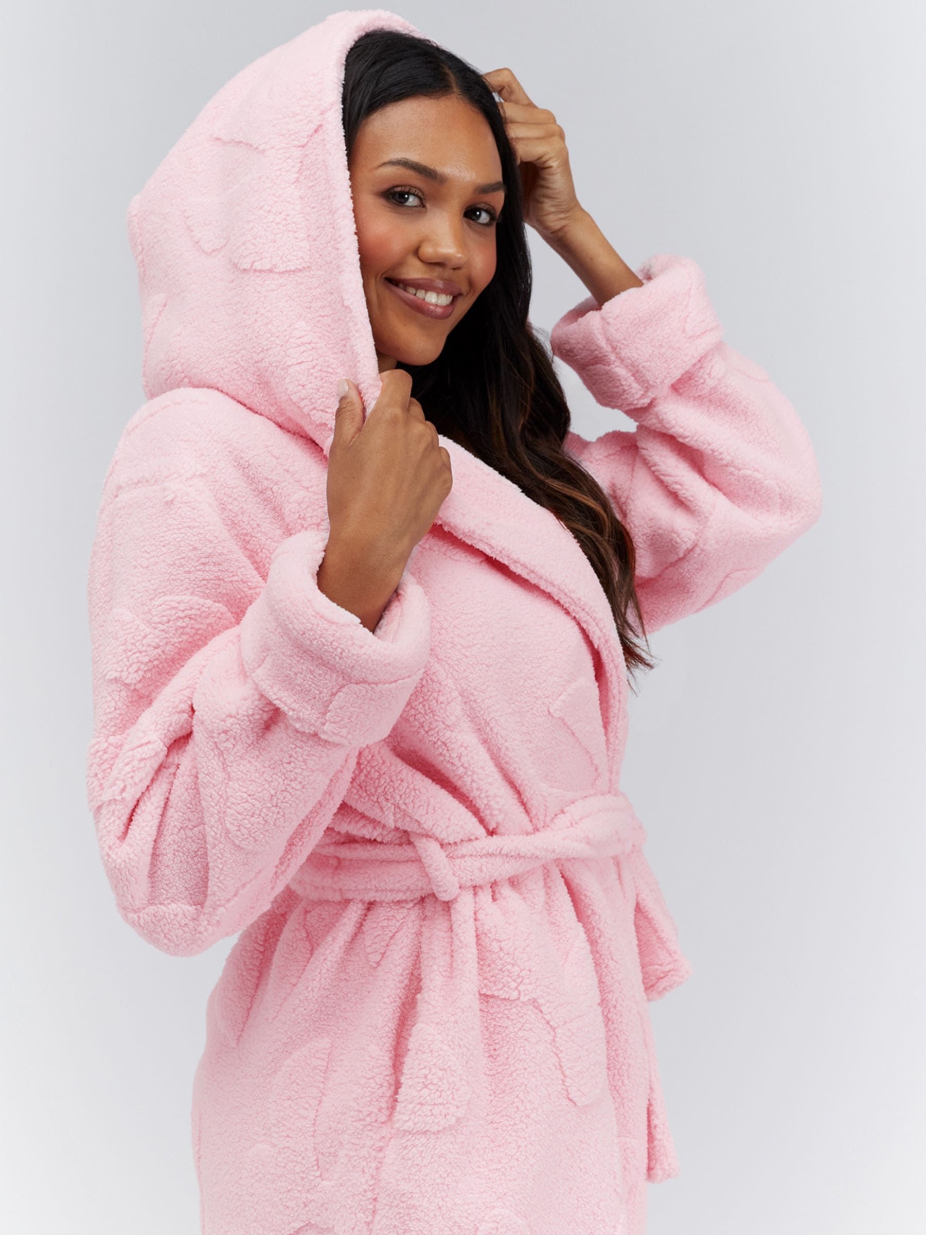 Boux Avenue Pink Fluffy Bow Short Dressing Gown