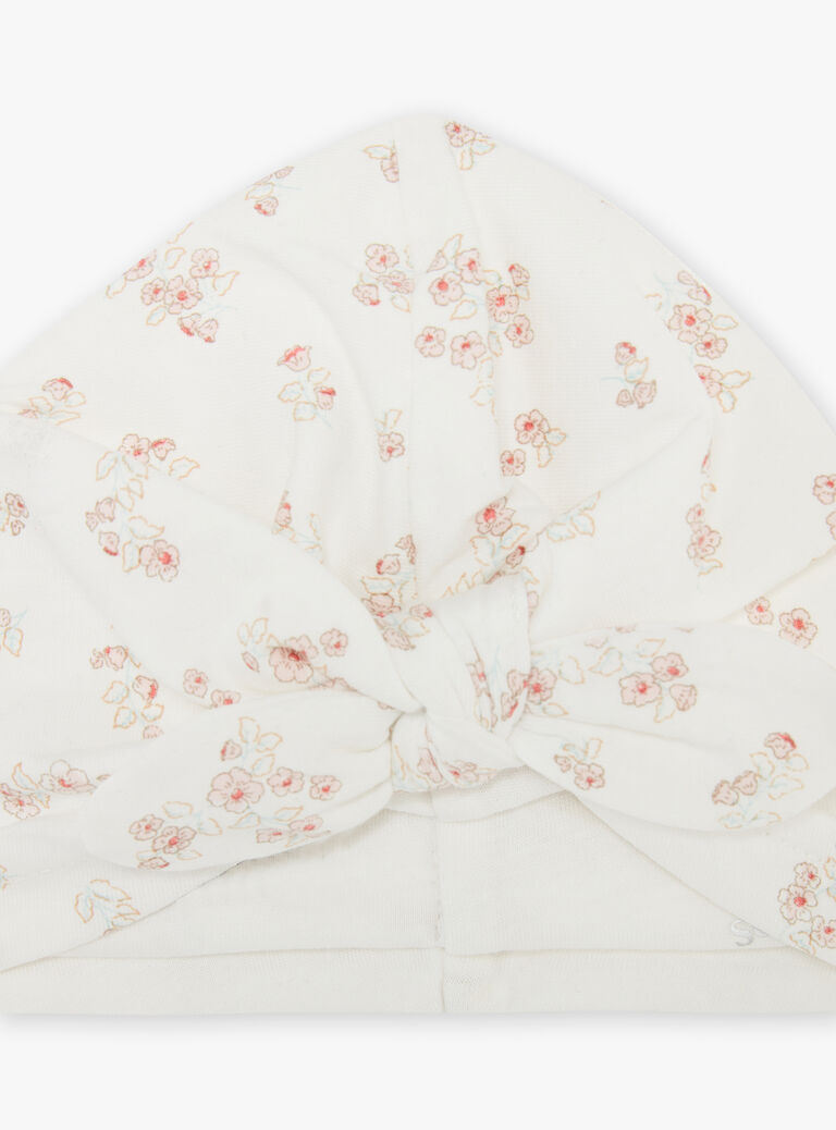 Bonnet de naissance écru en coton biologique