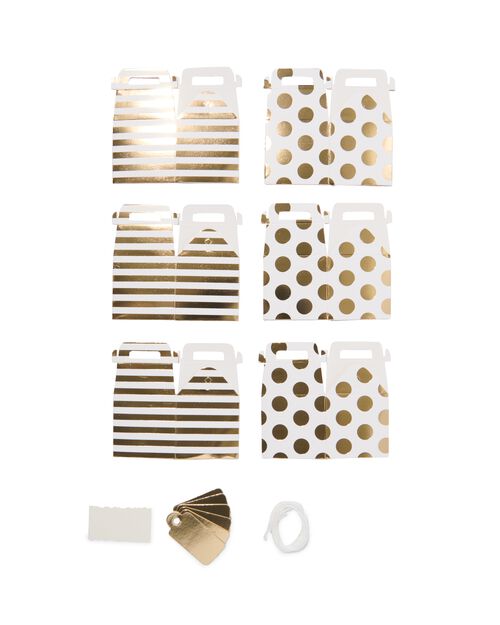 6 boîtes cadeaux 5x5x5 pois/lignes