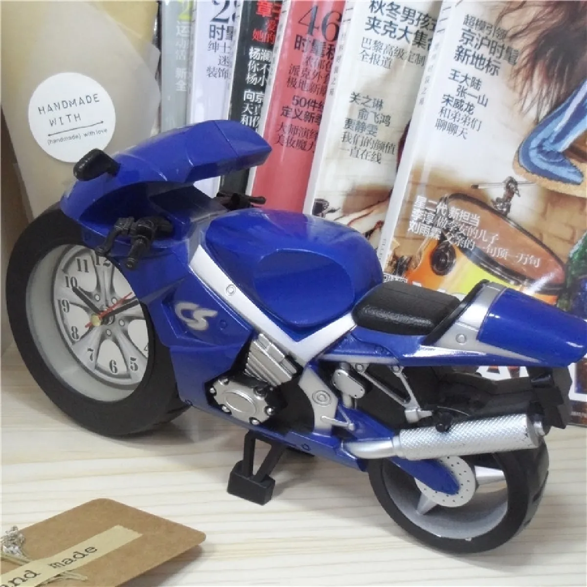 Wewoo Horloge Moto Artistique Bleu