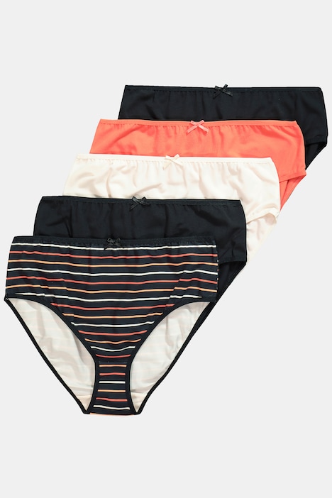 Midislips, 5er-Pack, Ringel/uni