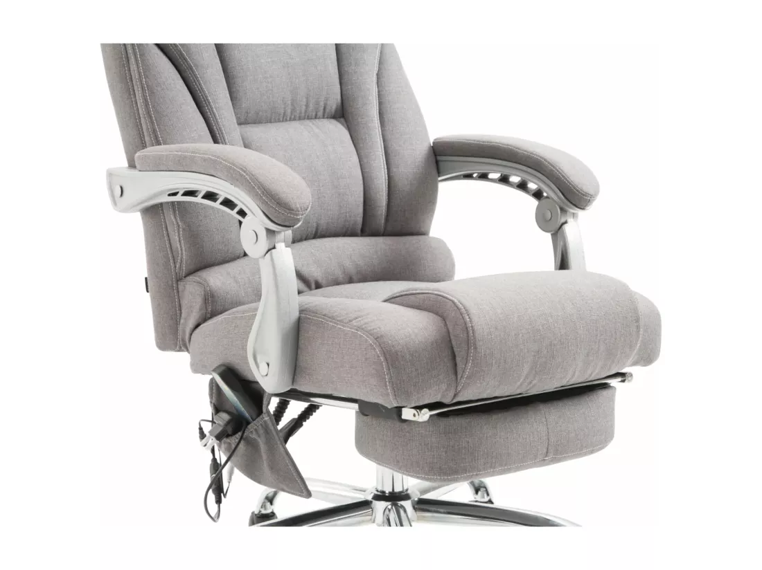 Chaise de bureau - Tissu & Métal chromé - Gris - Pacific