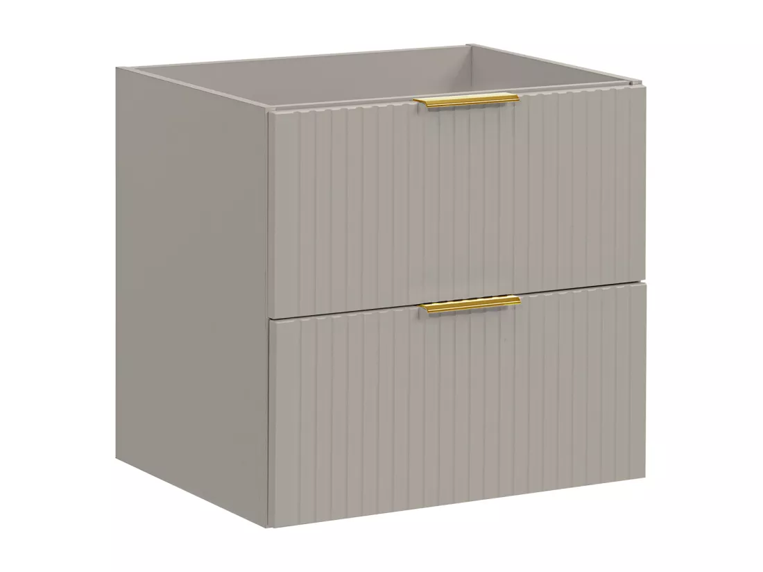 Meuble sous vasque suspendu strié - Beige - L60 cm - ZEVARA