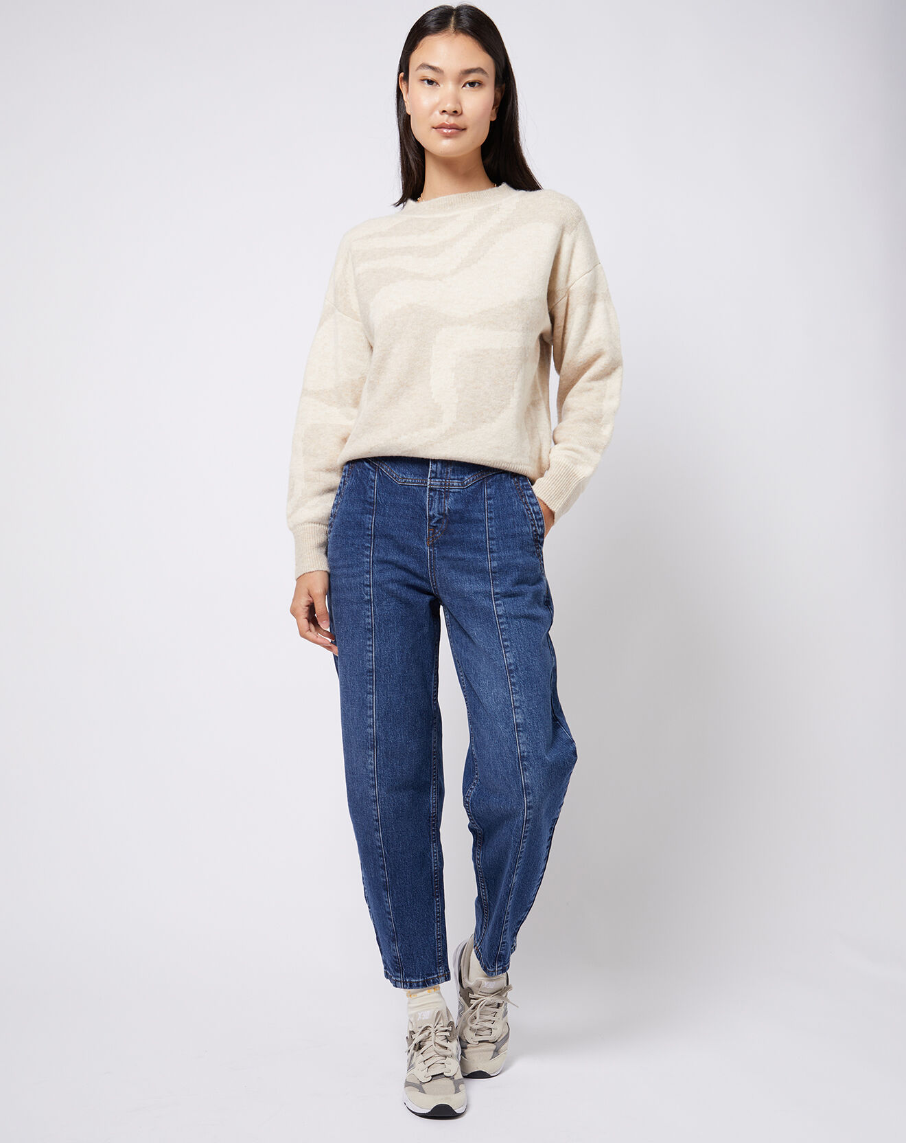 Esprit Jean mom en Coton épais bleu moyen