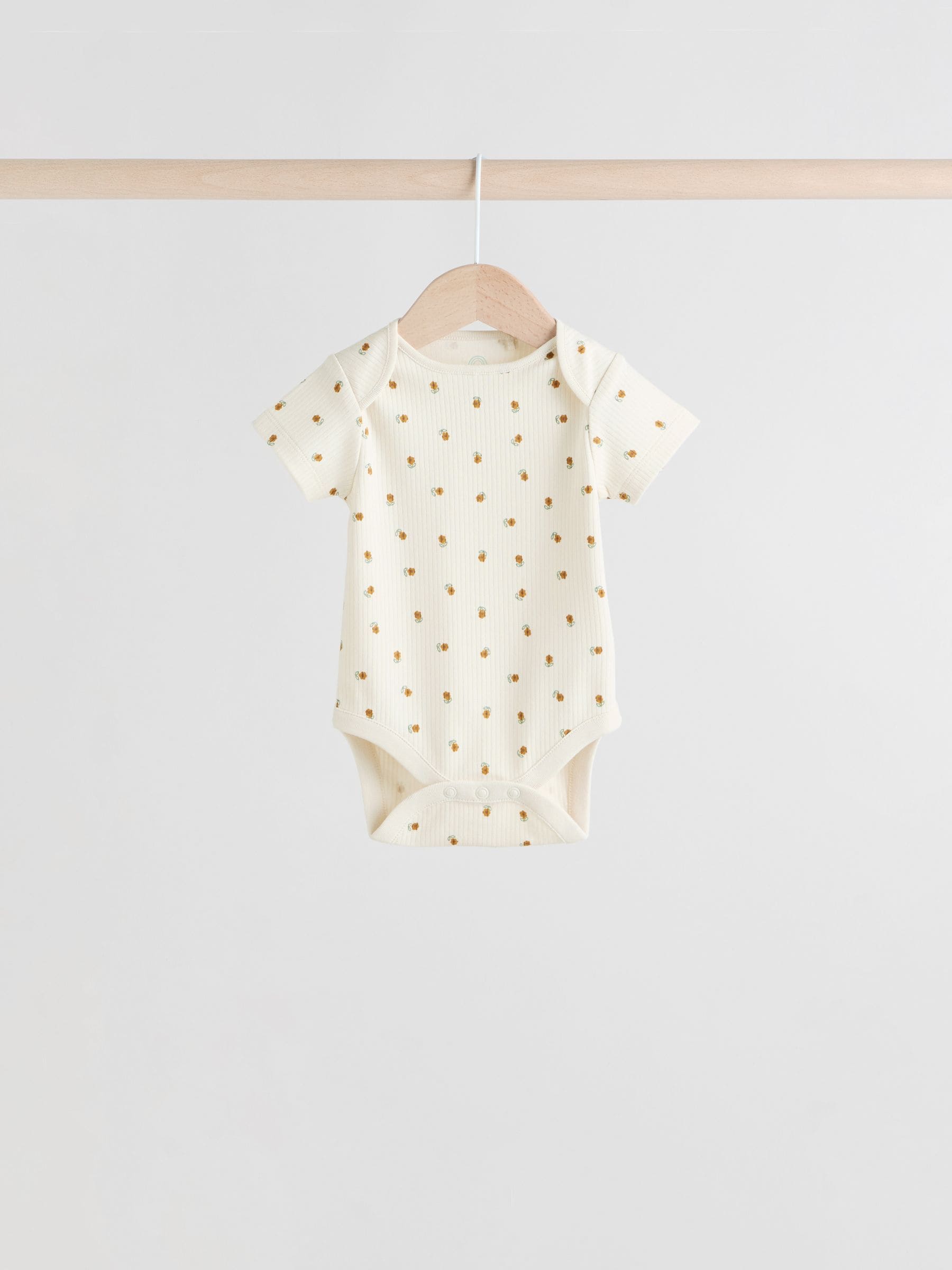 Grijs-groen - Korte mouwen geribbelde Baby bodysuits 5 verpakking