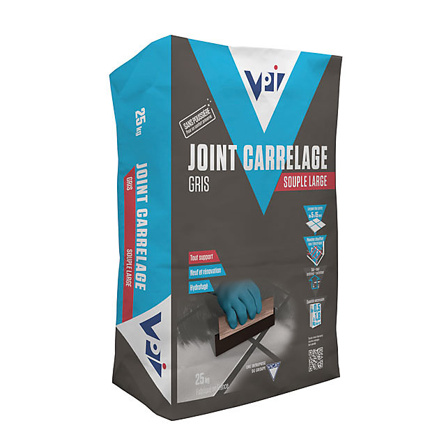 Joint pour carrelage sol souple sans poussière Gris - 25kg