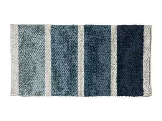 Tapis de bain déco à rayures en polycoton 50x80cm