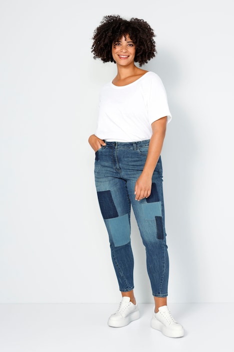 7/8-Jeans, Slim Fit, Patches, 5-Pocket