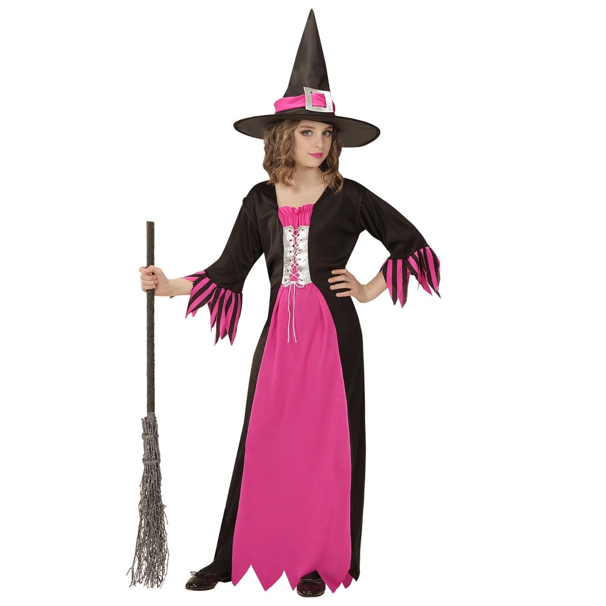 Halloween Jurk Zwart Roze Meisje Heks