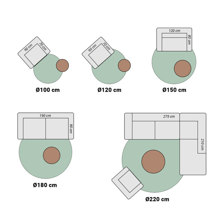 Rond vintage vloerkleed - Wonder Groen/Zwart