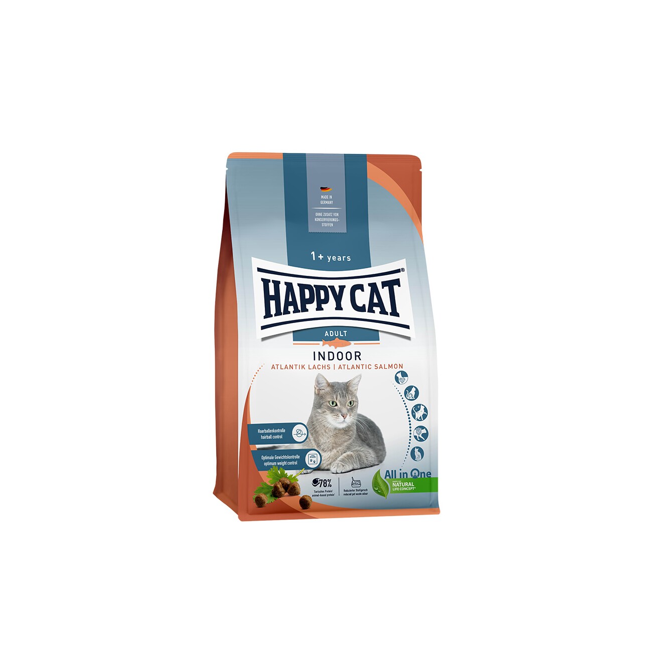 HAPPY CAT Trockenfutter Katze Adult, Indoor, Atlantik-Lachs 1,3 kg