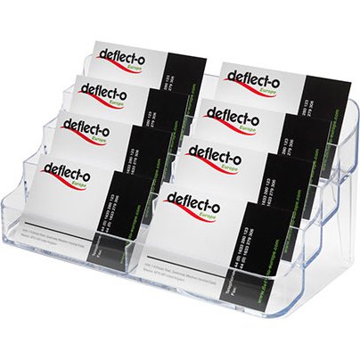 Porte-cartes de visite 2x4 compartiments - Dimensions L 20 x H 9,9 x P 9,2 cm coloris transparent
