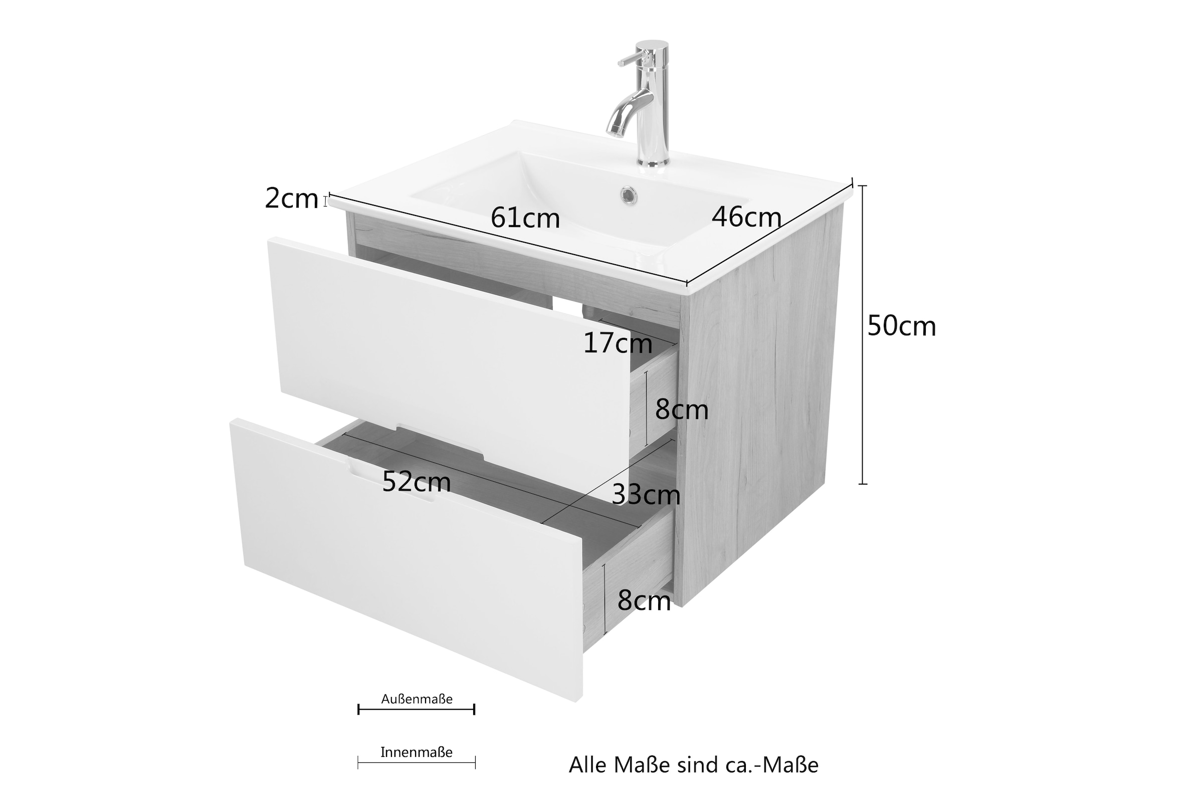 welltime Badmöbel-Set »Lund Badmöbel Set Badschrank Badezimmerset«