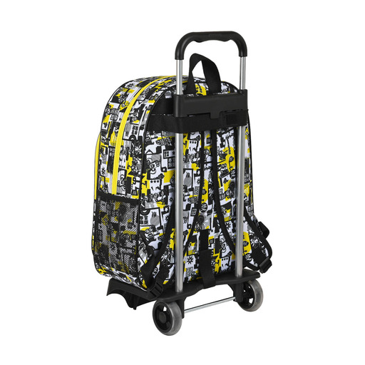 Mochila escolar Safta Minions 905 com rodinhas, 330x140x420 mm, branca/preta/amarela