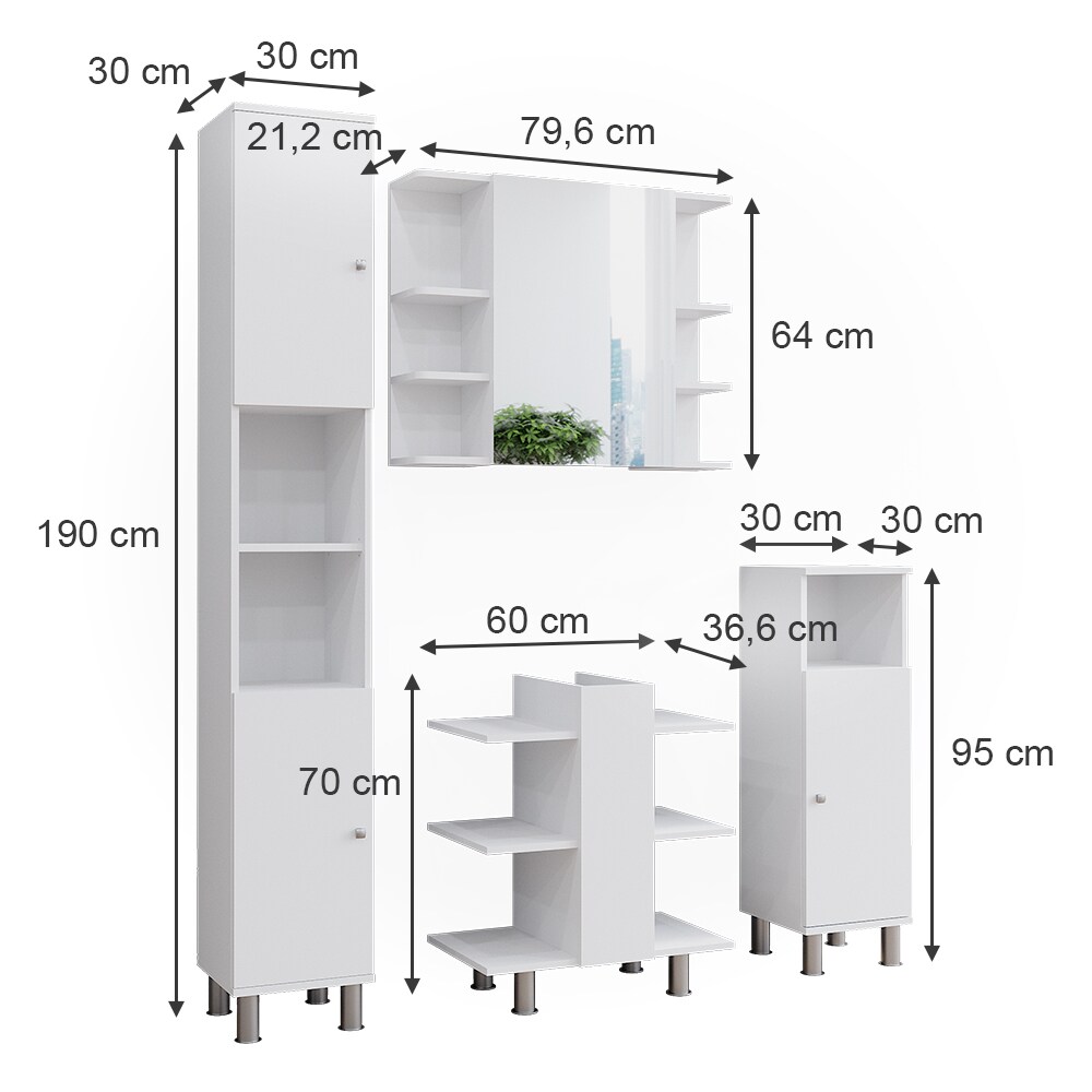 Vicco Badmöbel-Set Fynn Weiß 4 Teile