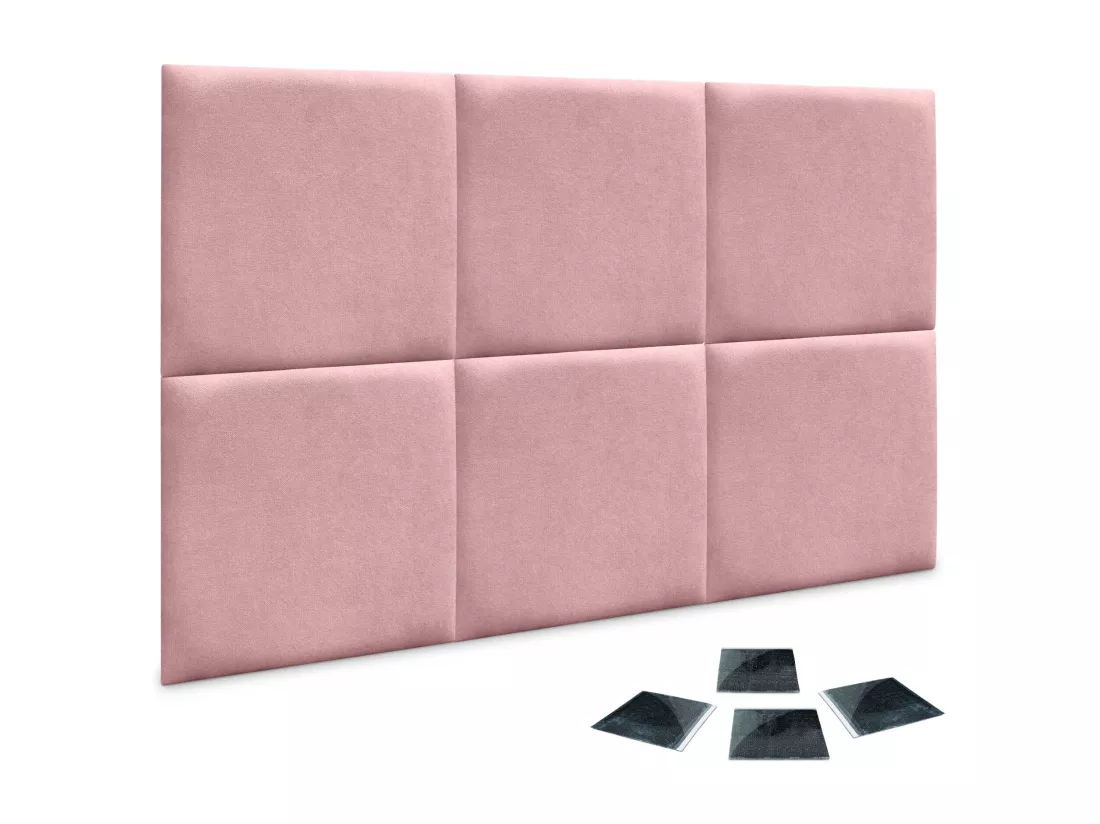 DHOME Lot de 6 Panneaux Rembourrés en Tissu Aqualine Autocollants pour Mur Acoustiques Absorbants Protection contre les Chocs (Rose, 60x60cm, x6)