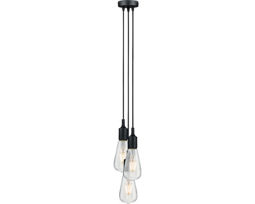 Hanglamp, 3-lichts, HxØ 200x15 cm, zwart, voor zelfmontage