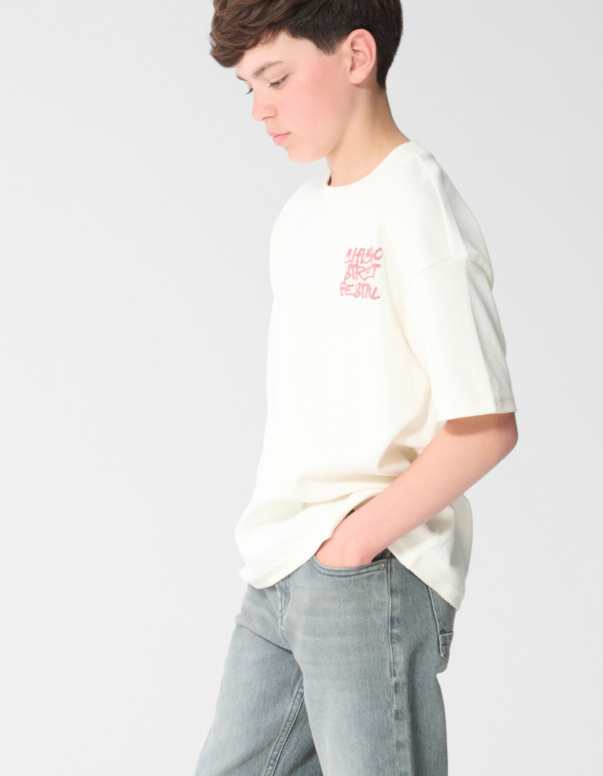Festival Artwork T-shirt Gebroken Wit