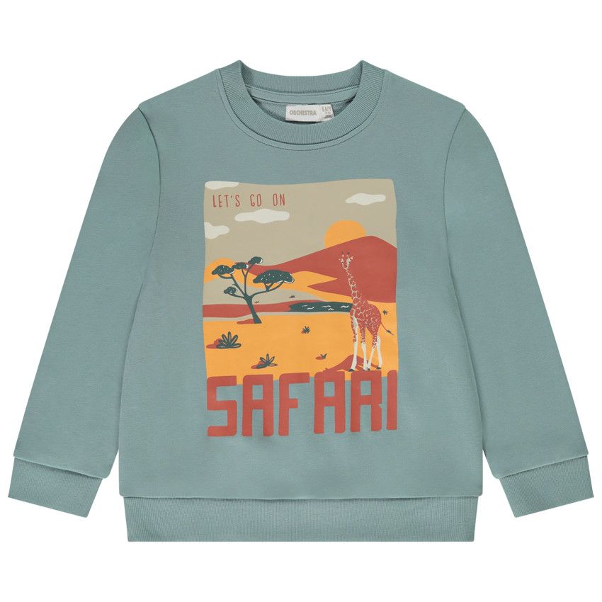 Sweat en molleton uni print fantaisie pour garçon - Bleu moyen