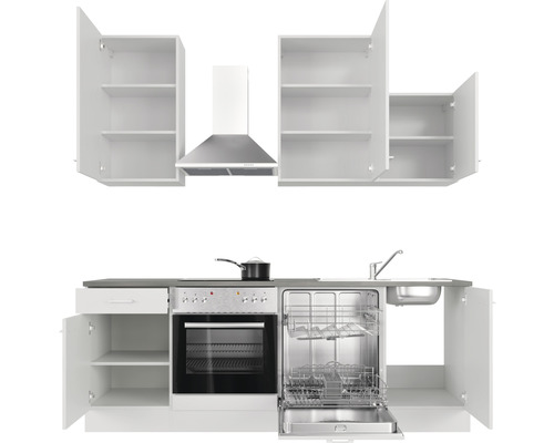Flex Well keukenblok met apparatuur Lucca 220 cm wit mat gedemonteerde variant omkeerbaar 00012337