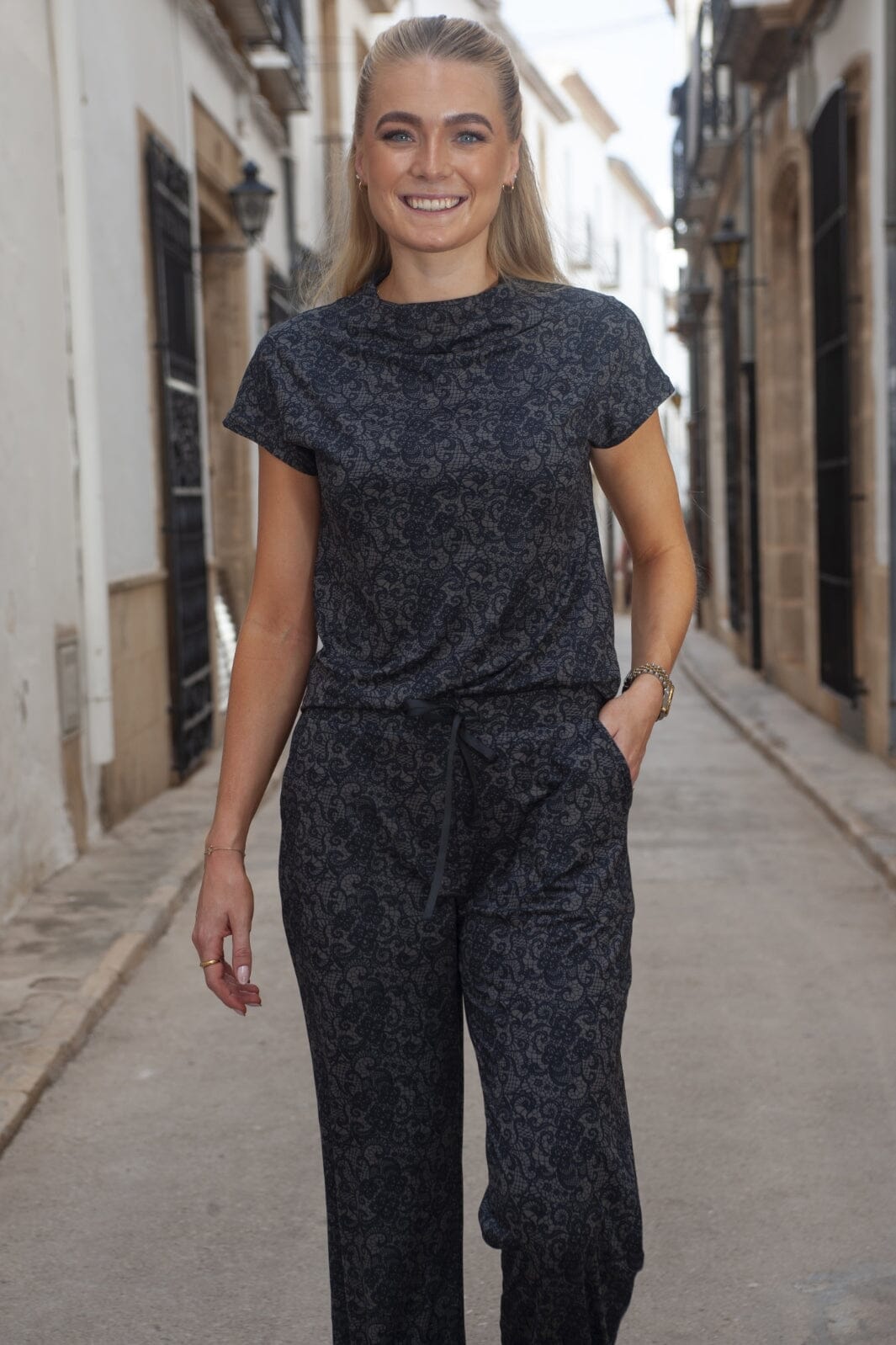 Liberte Alma-Top black grey lace