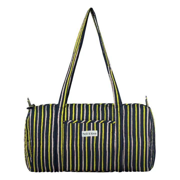 Holi & Love Sac Week-End Rayure Coton Bio | Noir