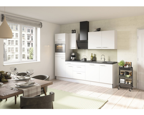 Optifit keukenblok met apparatuur Bengt932 270 cm wit mat gedemonteerde variant omkeerbaar KCBE 2788E-8+
