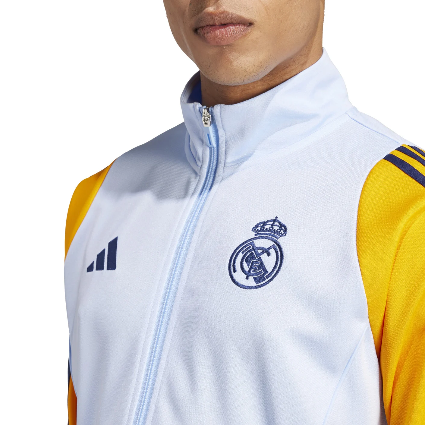 Adidas Real Madrid Trainingspak Full-Zip 2024-2025 Lichtblauw Donkerblauw Geel