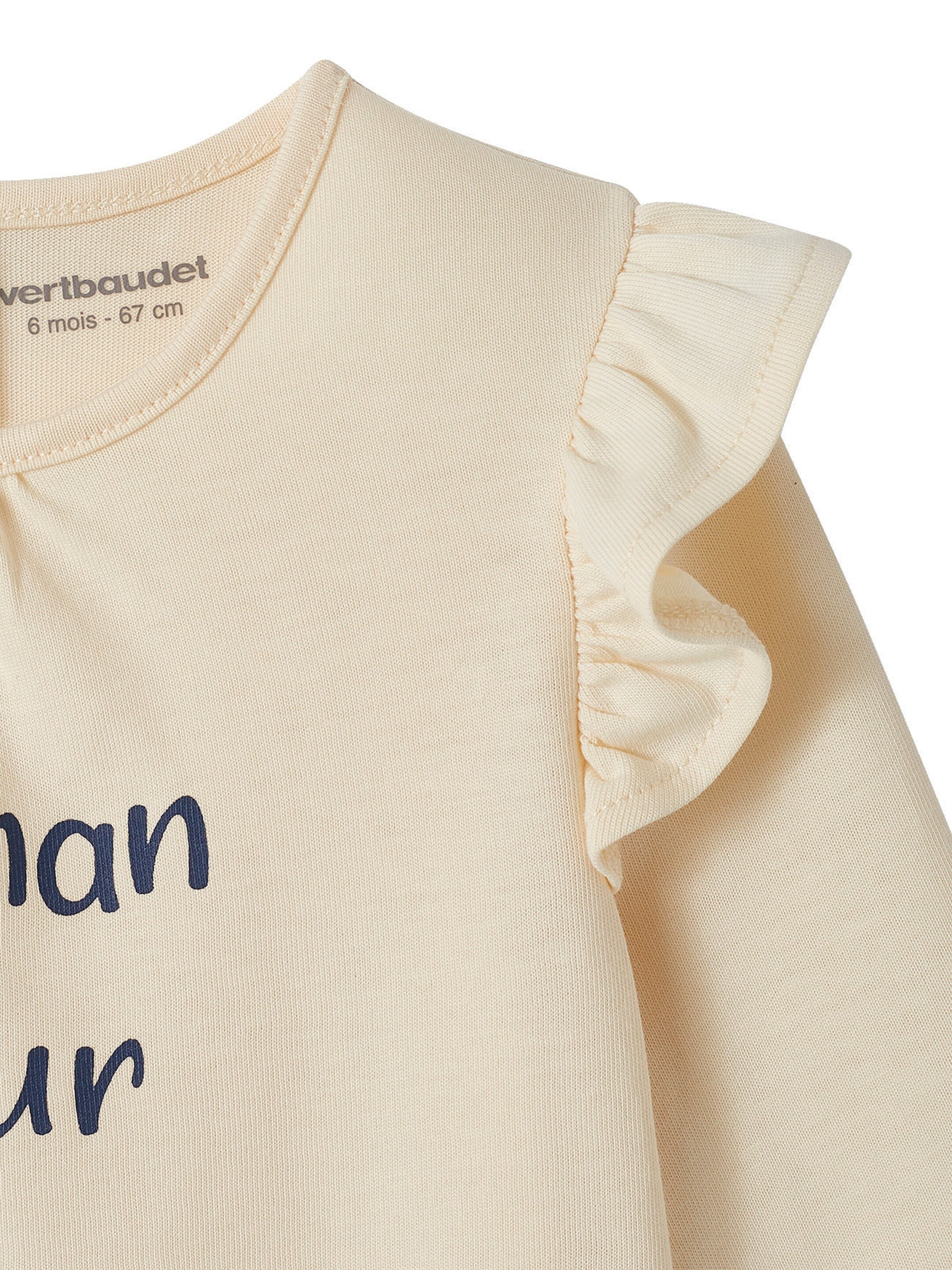 Vertbaudet Baby T-Shirt mit Schriftzug Bio-Baumwolle wollweiß