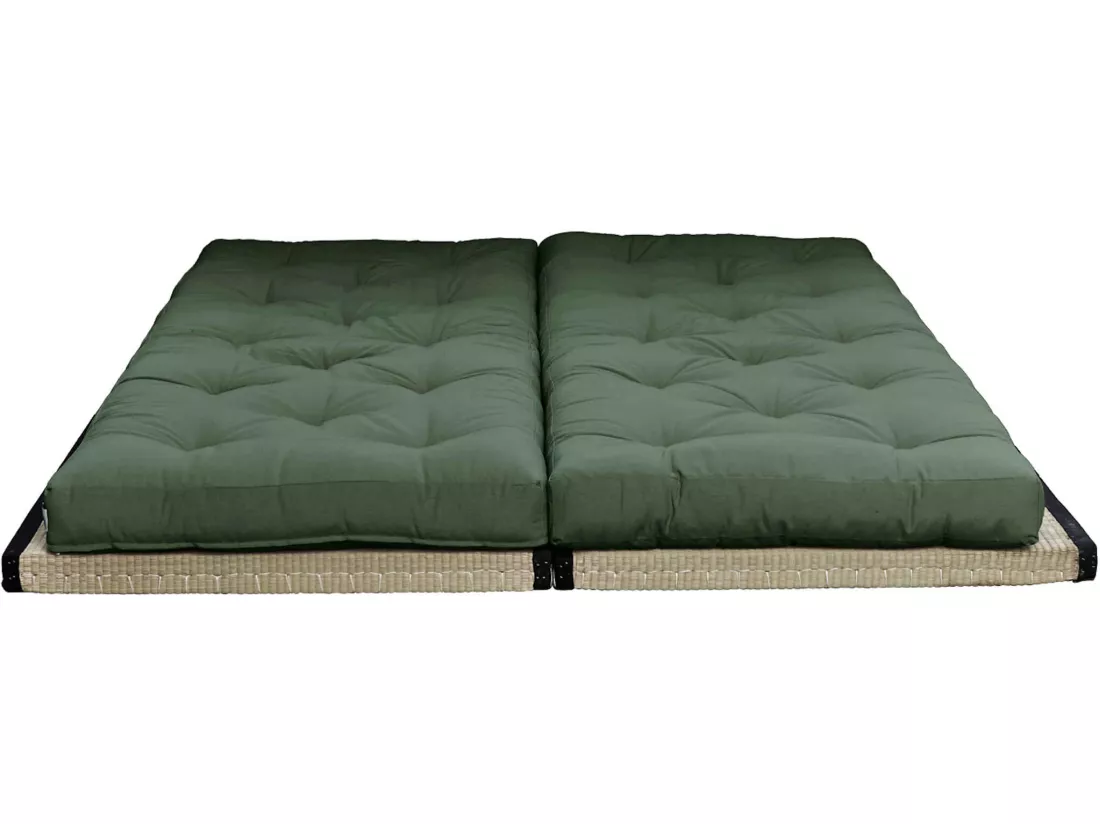 Futon canapé lit 3 places 2x70x200 CHICO kaki